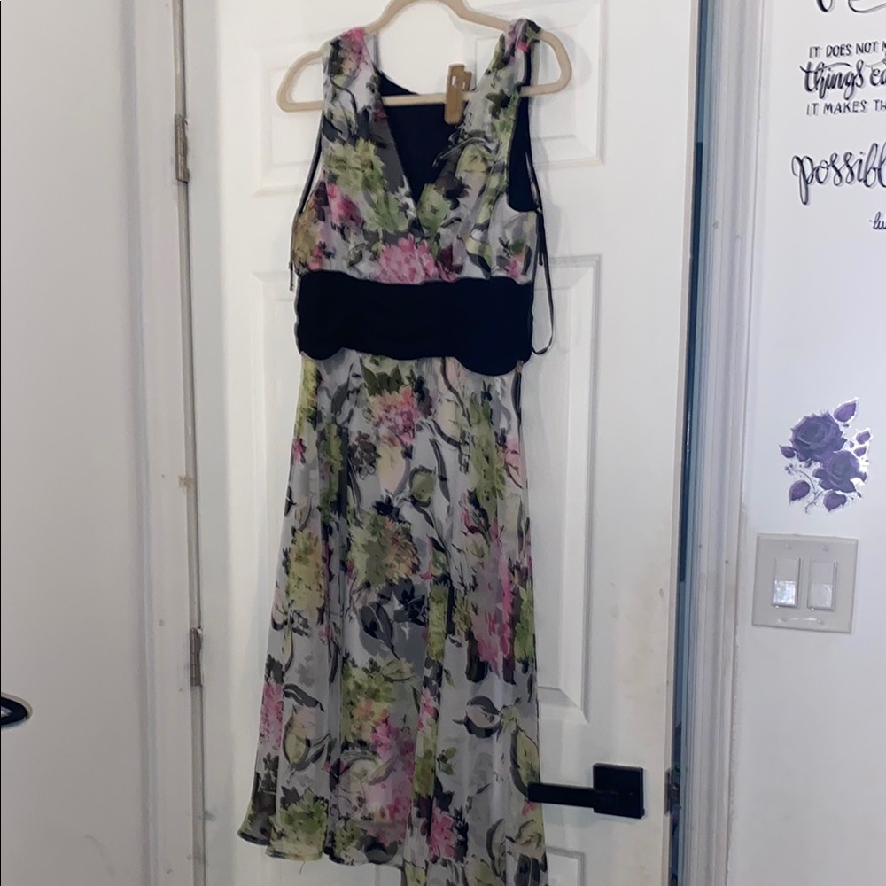 Dress Barn Floral Sleeveless Dress - Black and Pink